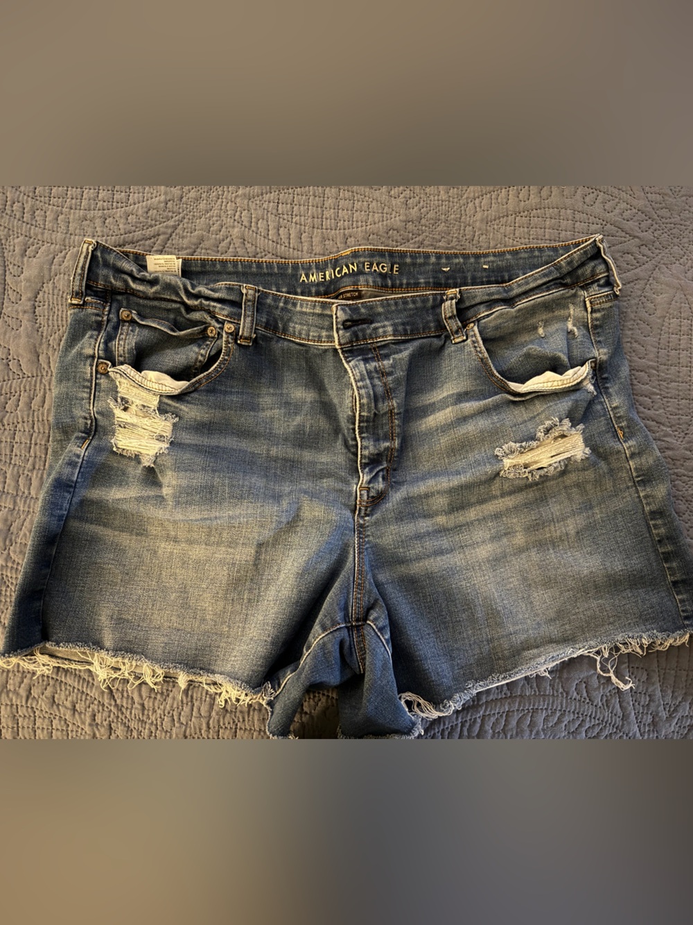 American Eagle Outfitters Distressed Blue Denim Cutoff Shorts